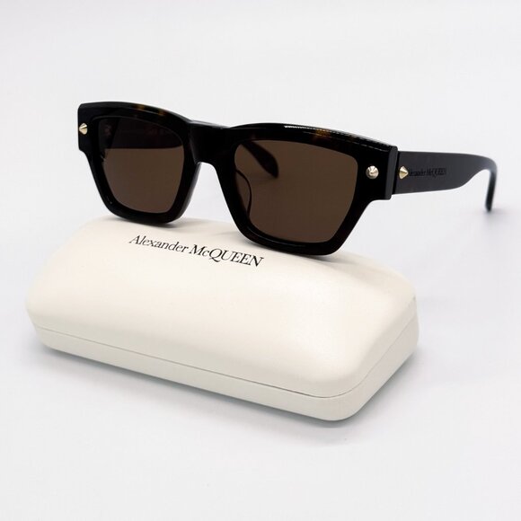 NEW ALEXANDER MCQUEEN AM0409S 002 HAVANA MEN SUNGLASSES ALEXANDER MCQUEEN - Picture 1 of 12